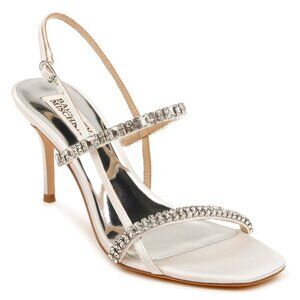 Badgley Mischka Zane Size 10 Soft White Crystal Embellished Bridal Sandals